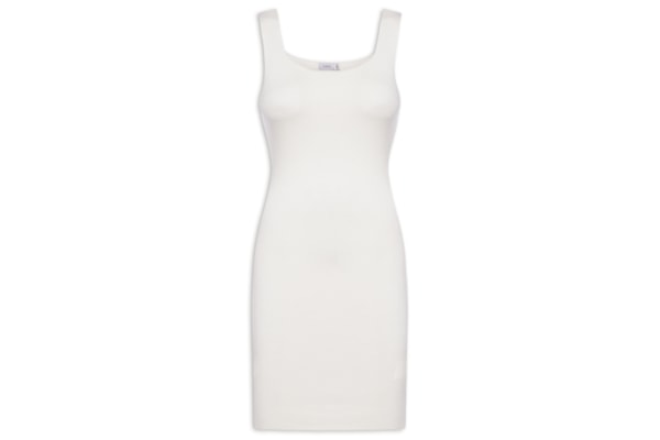 Vestido Tricot Decote Quadrado - Off White 