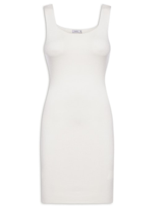 Vestido Tricot Decote Quadrado - Off White