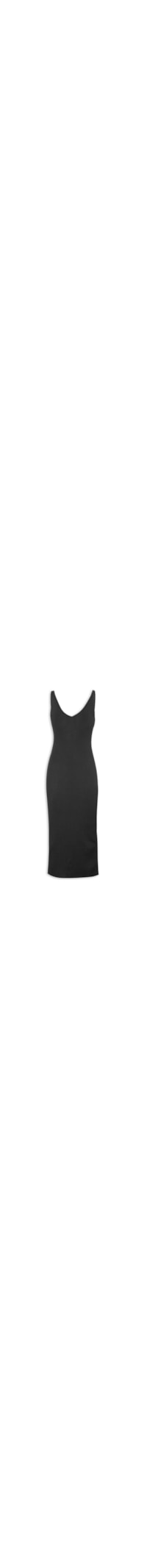 Vestido Tricot Fenda - Preto