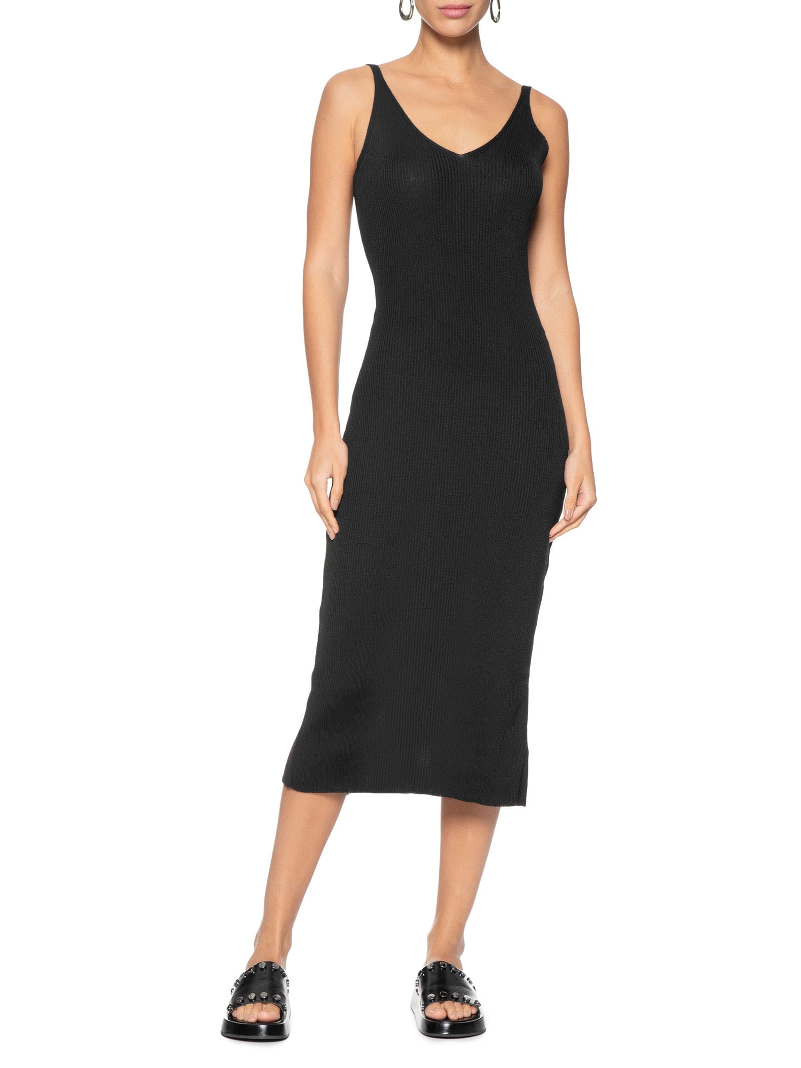 Vestido Tricot Fenda Preto Dress To