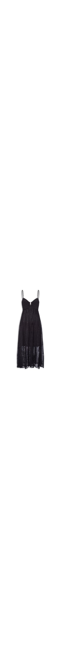 Vestido Tricot Fivela Rendado - Preto