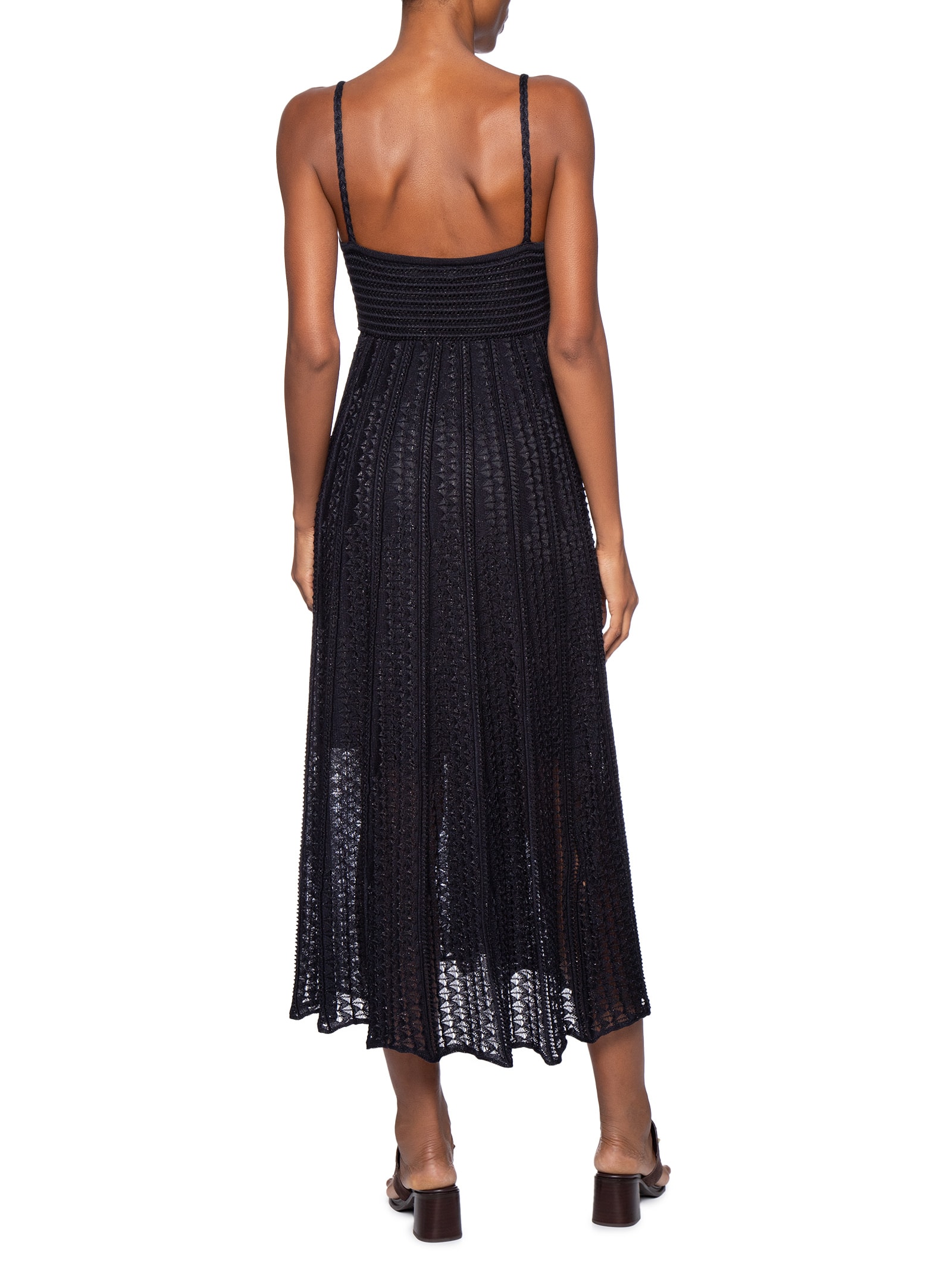 Vestido Tricot Fivela Rendado Preto Maria Filó