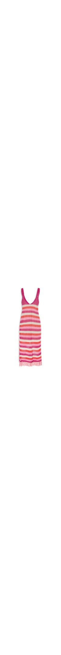 Vestido Tricot Franja - Rosa