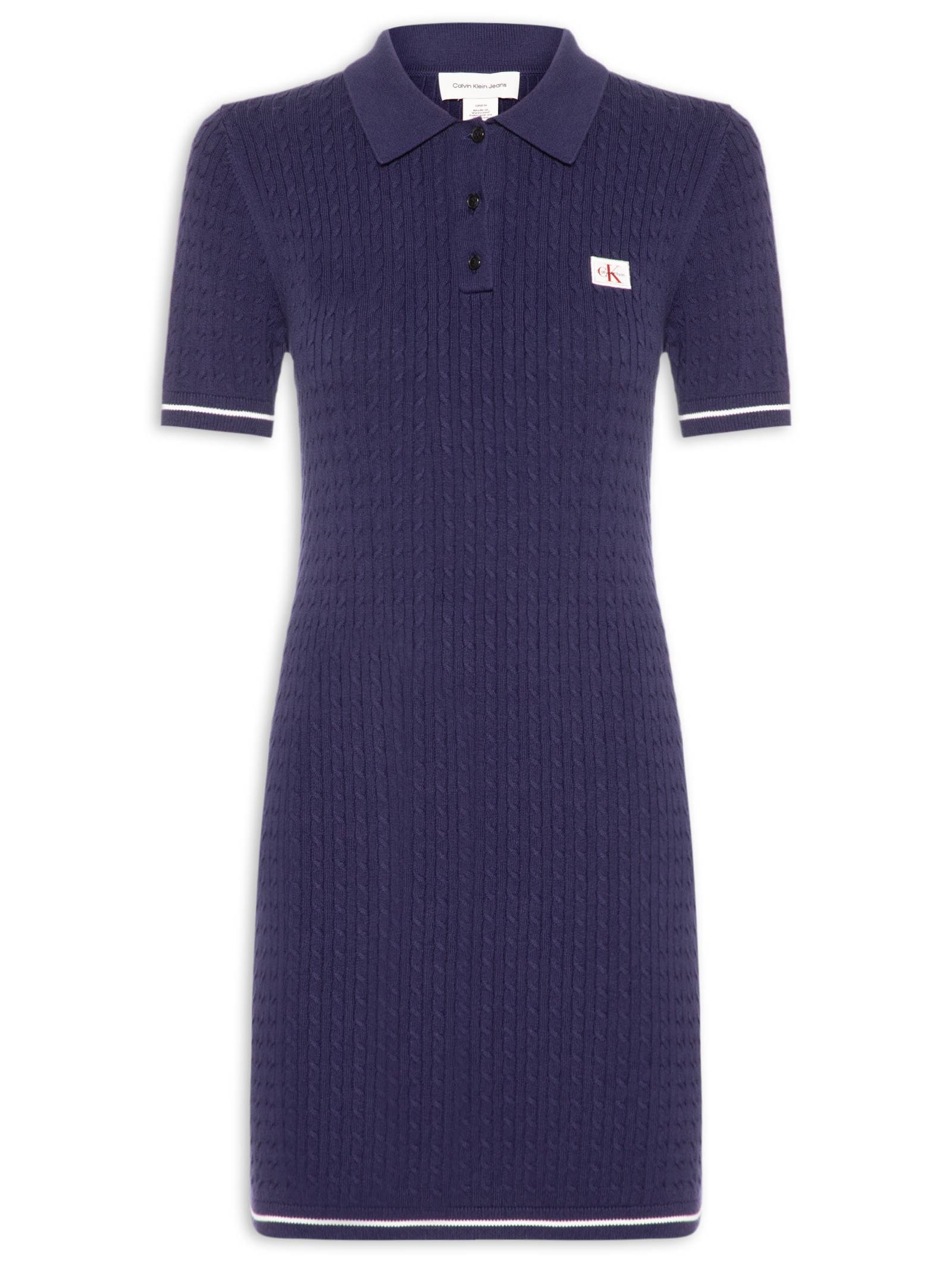 Vestido Tricot GL Polo Curto Azul Calvin Klein Jeans