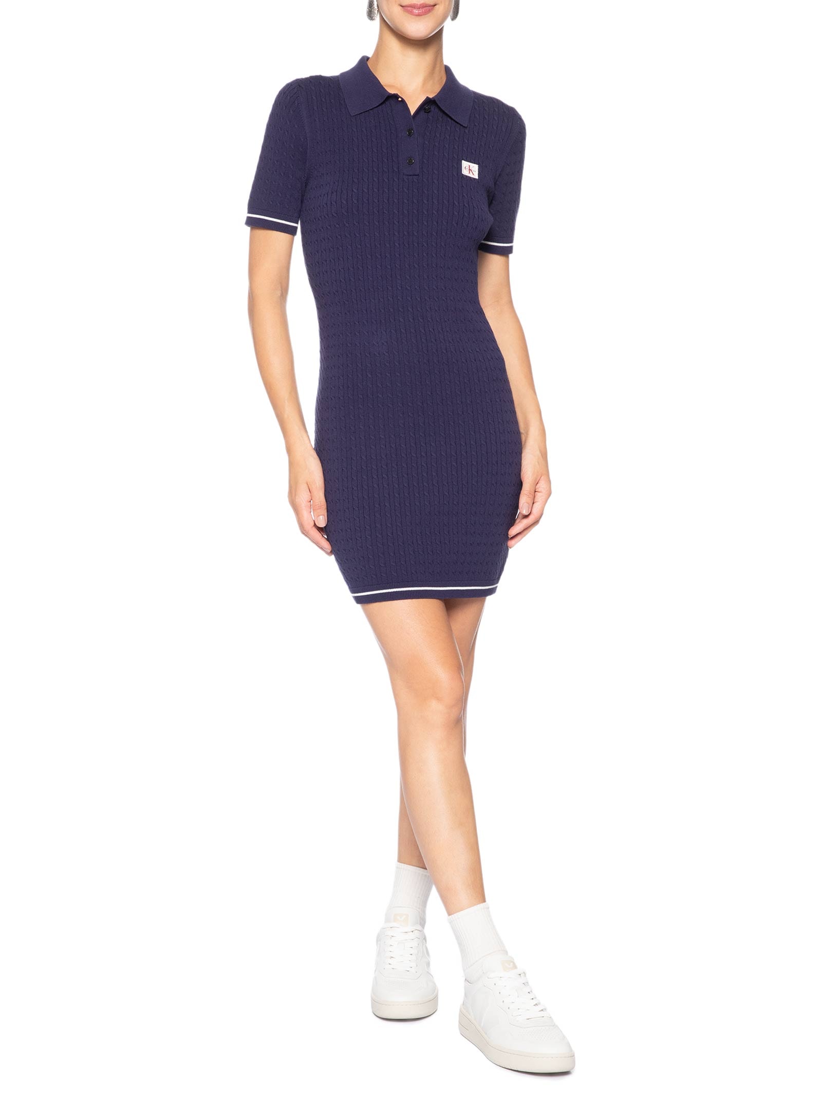 Vestido Tricot GL Polo Curto Azul Calvin Klein Jeans