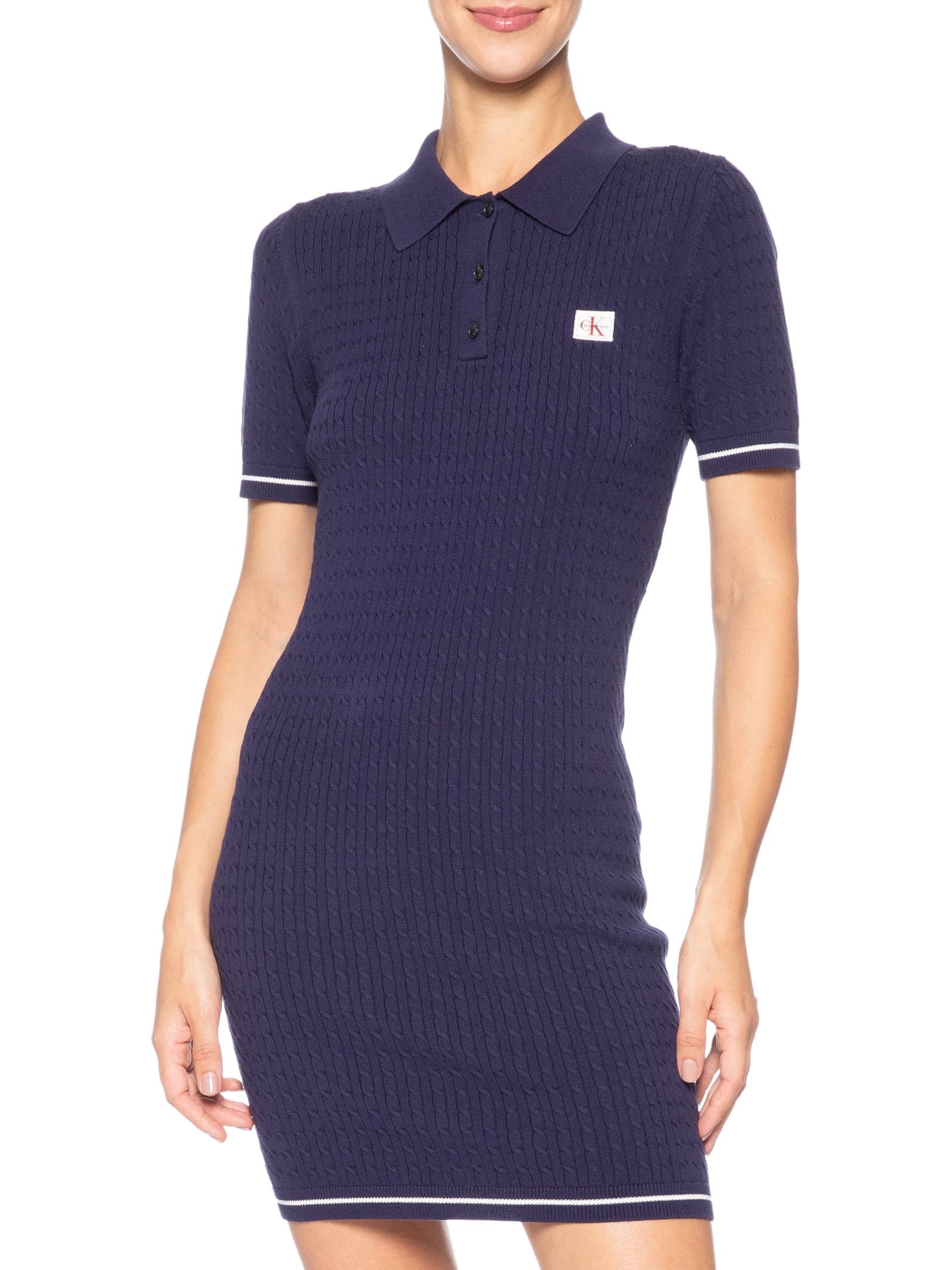 Vestido Tricot GL Polo Curto Azul Calvin Klein Jeans