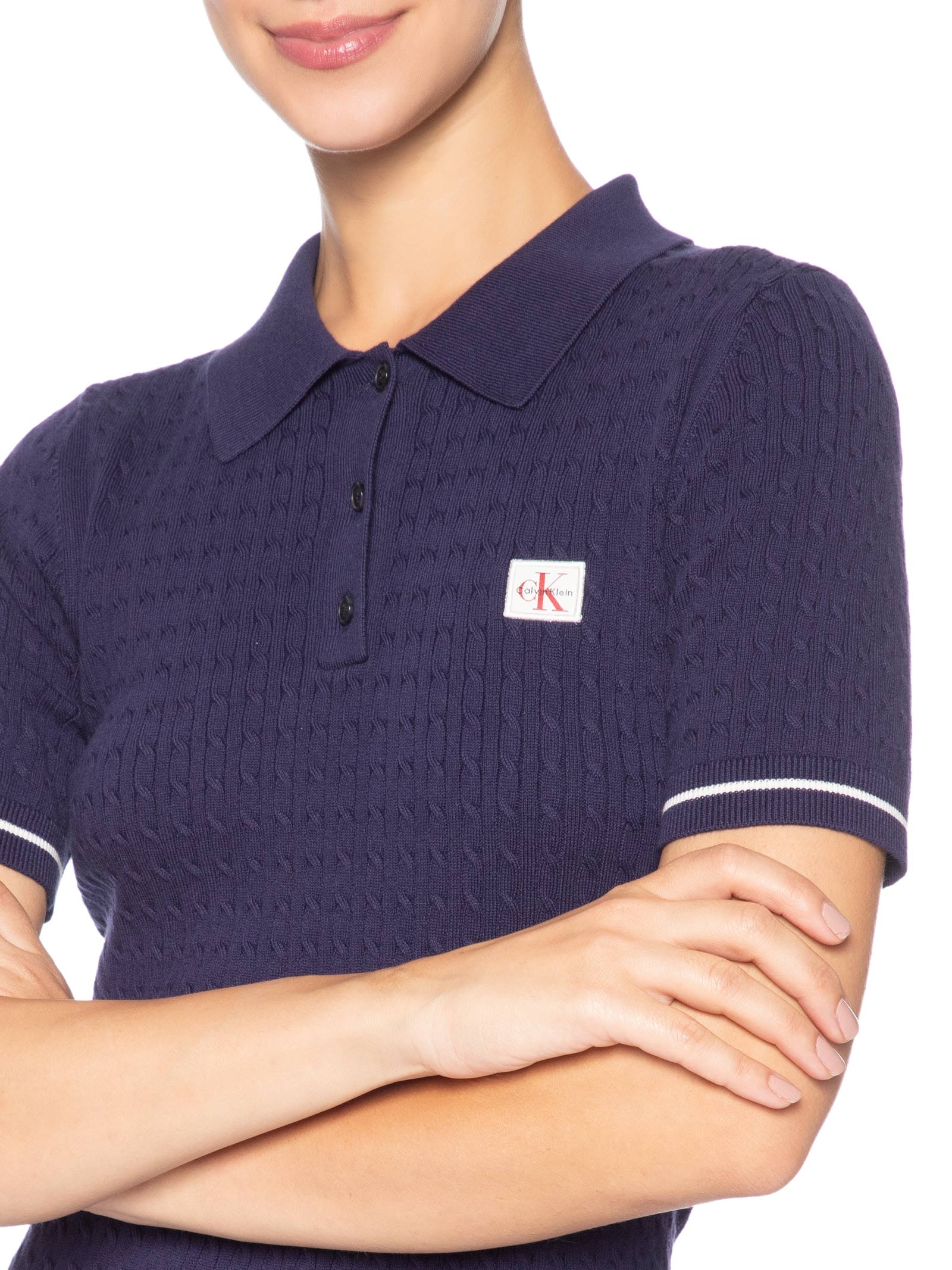 Vestido Tricot GL Polo Curto Azul Calvin Klein Jeans