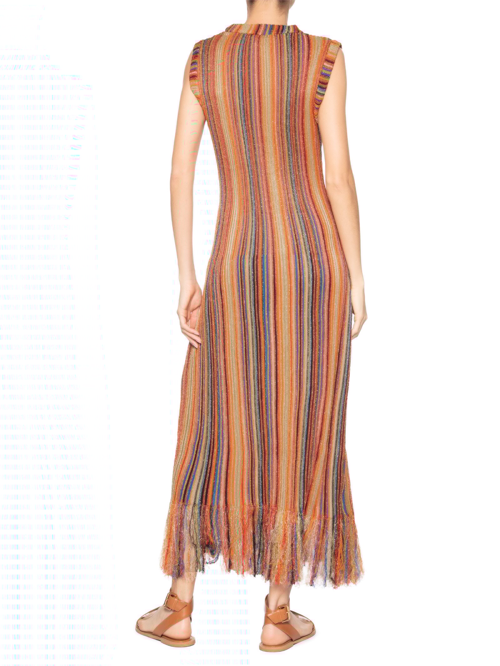 Vestido Tricot Longo Nervuras Vermelho Osklen