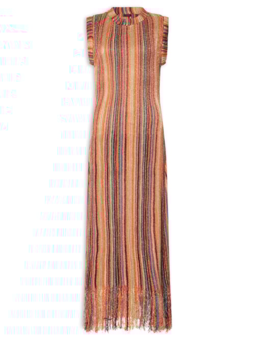 Vestido Tricot Longo Nervuras – Vermelho