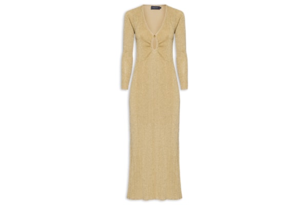 Vestido Tricot Lurex Argola - Dourado