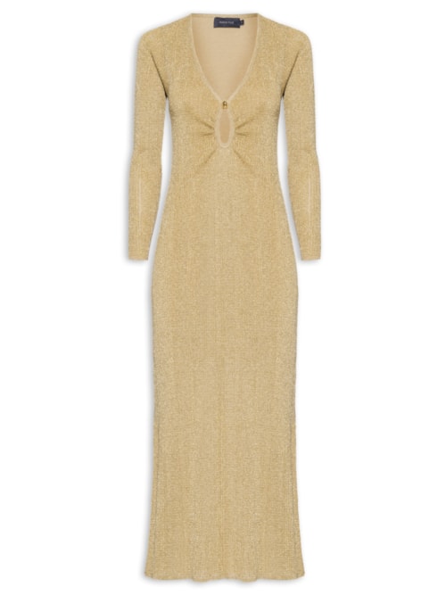 Vestido Tricot Lurex Argola – Dourado