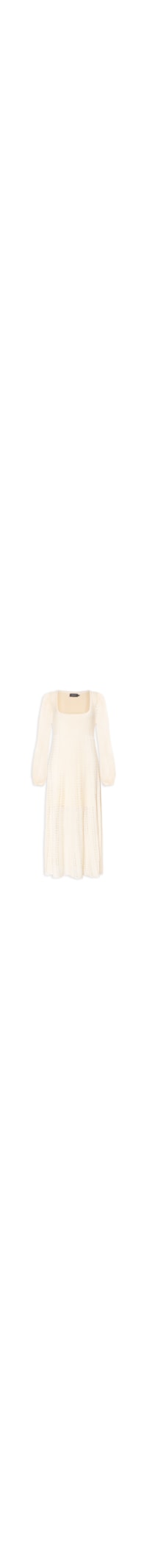 Vestido Tricot Manga Longa Rendado - Off White