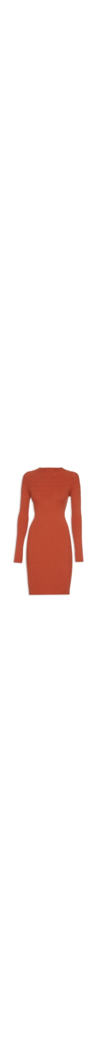 Vestido Tricot Midi Com Abertura No Ombro - Laranja