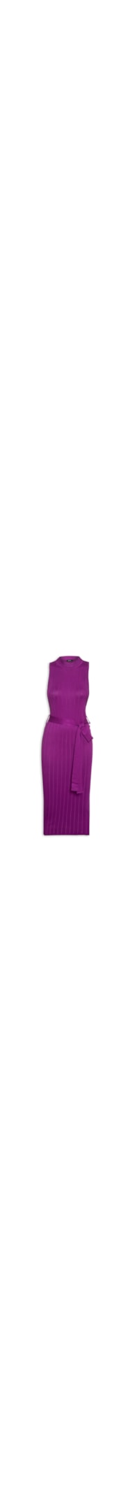 Vestido Tricot Midi Com Cinto Sem Manga - Roxo