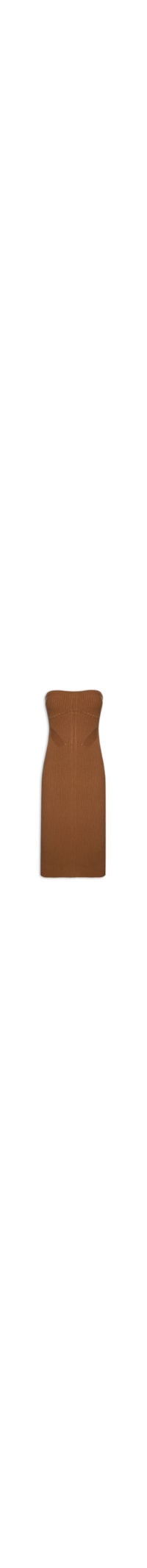 Vestido Tricot Midi Sem Alça - Marrom