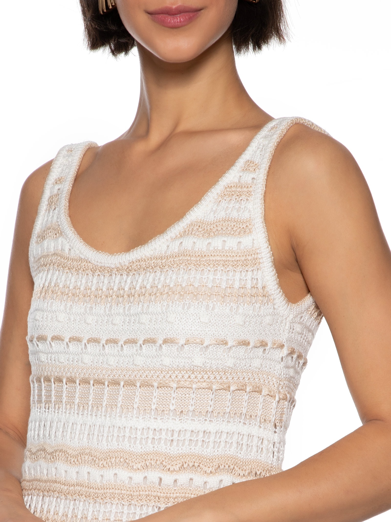 Vestido Tricot Multitextura Lab Branco Cantão
