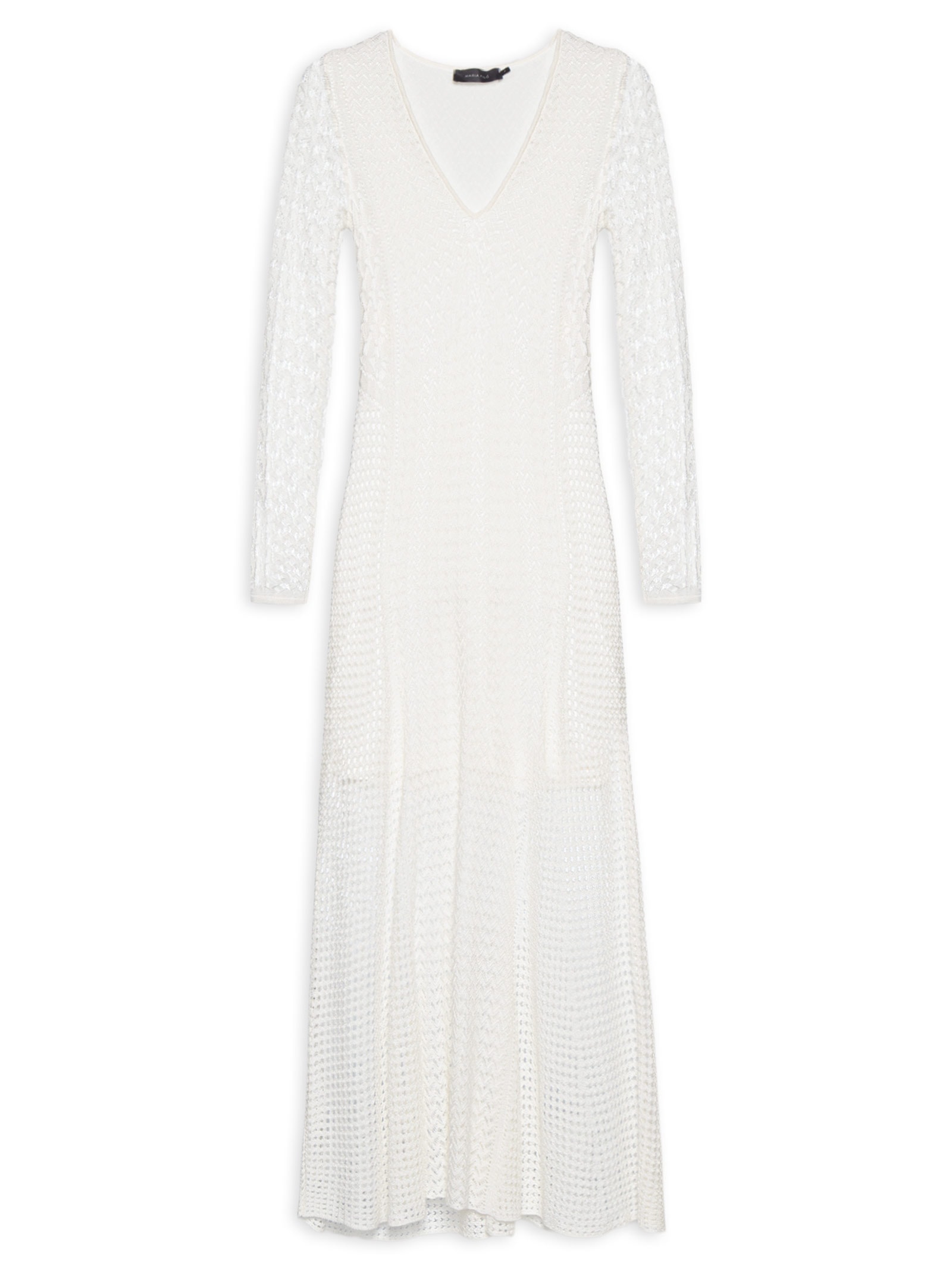 Vestido Tricot Nesgas Ponto Rendado Branco Maria Filó