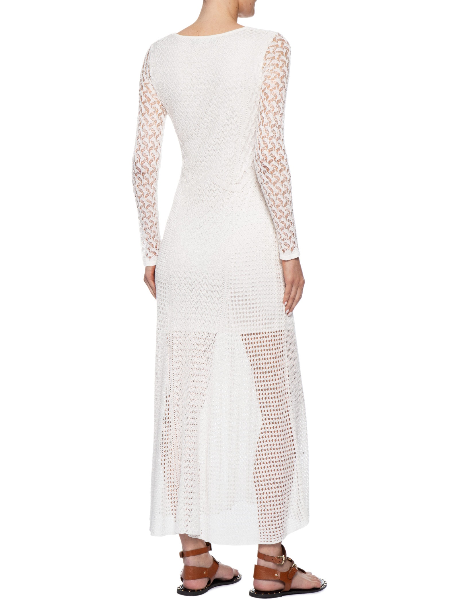 Vestido Tricot Nesgas Ponto Rendado Branco Maria Filó