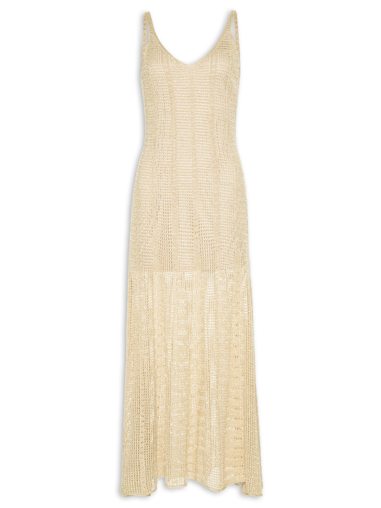 Vestido Tricot Nesgas Ponto Telado Dourado Maria Filó