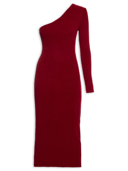 Vestido Tricot Ombro Só – Vermelho