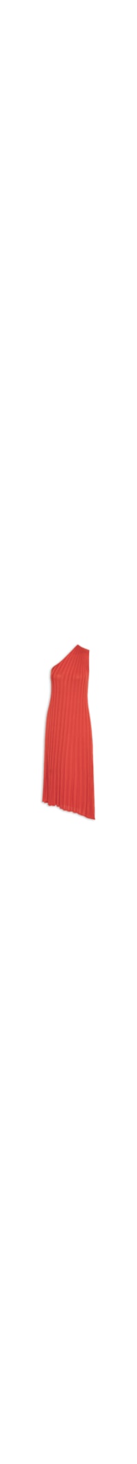 Vestido Tricot Plissado Assimétrico - Vermelho