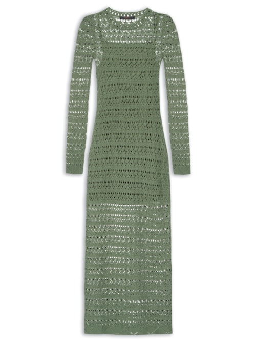 Vestido Tricot Ponto Renda – Verde