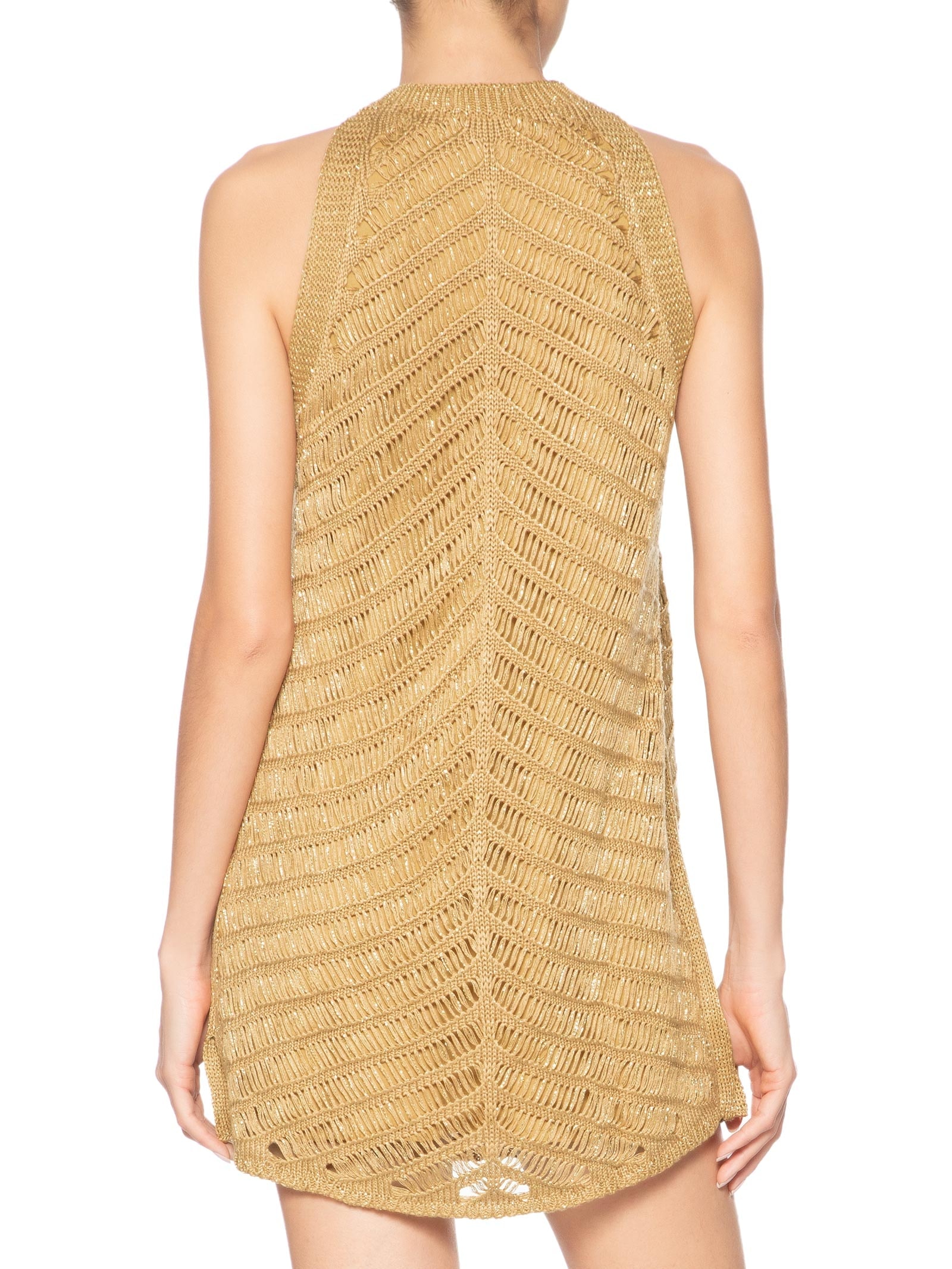Vestido Tricot Resort Curto Dourado Dress To