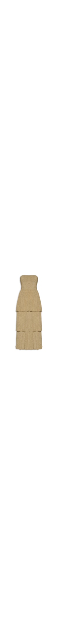Vestido Tricot Sem Alça Babados - Dourado