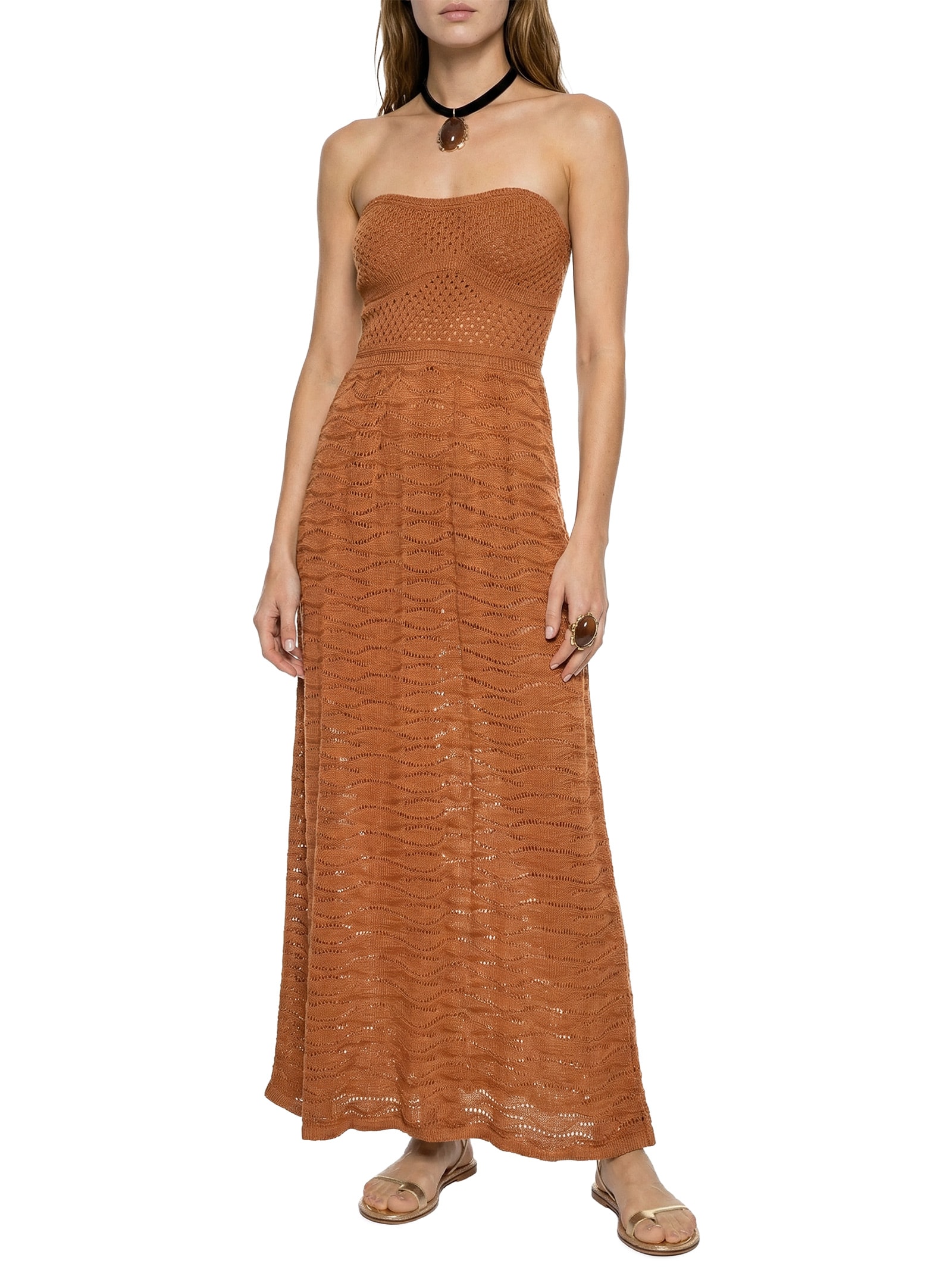 Vestido Tricot Sem Alça Bege Cacay