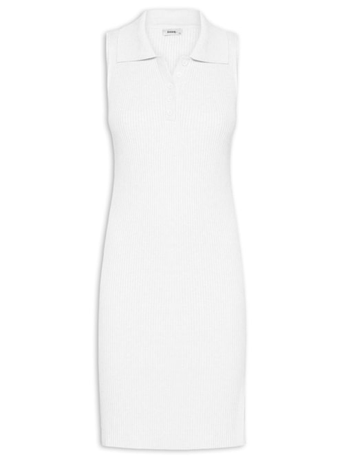 Vestido Tricot Texturizado Gola Esporte – Branco