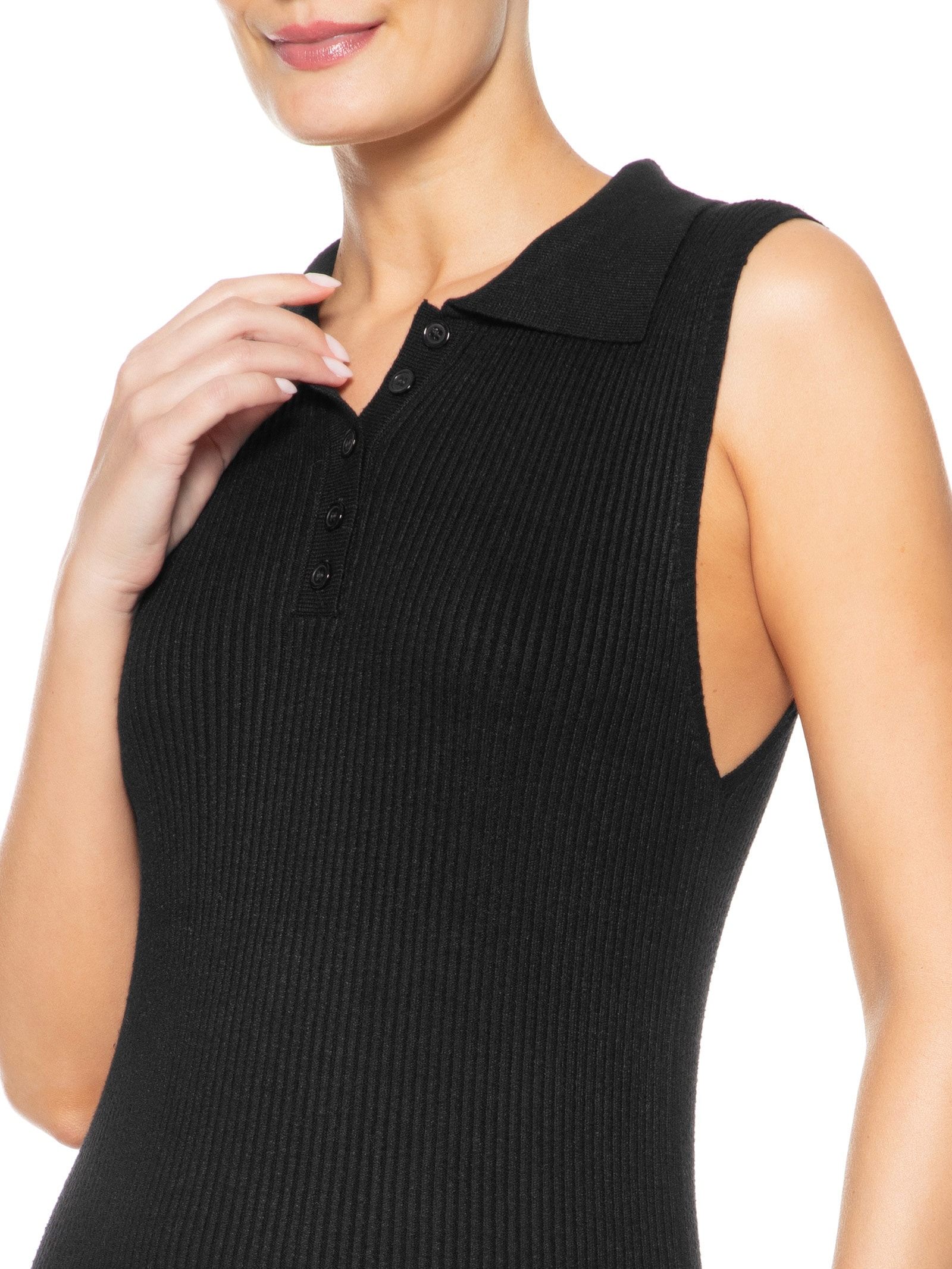 Vestido Tricot Texturizado Midi Gola Esporte Preto Basiq