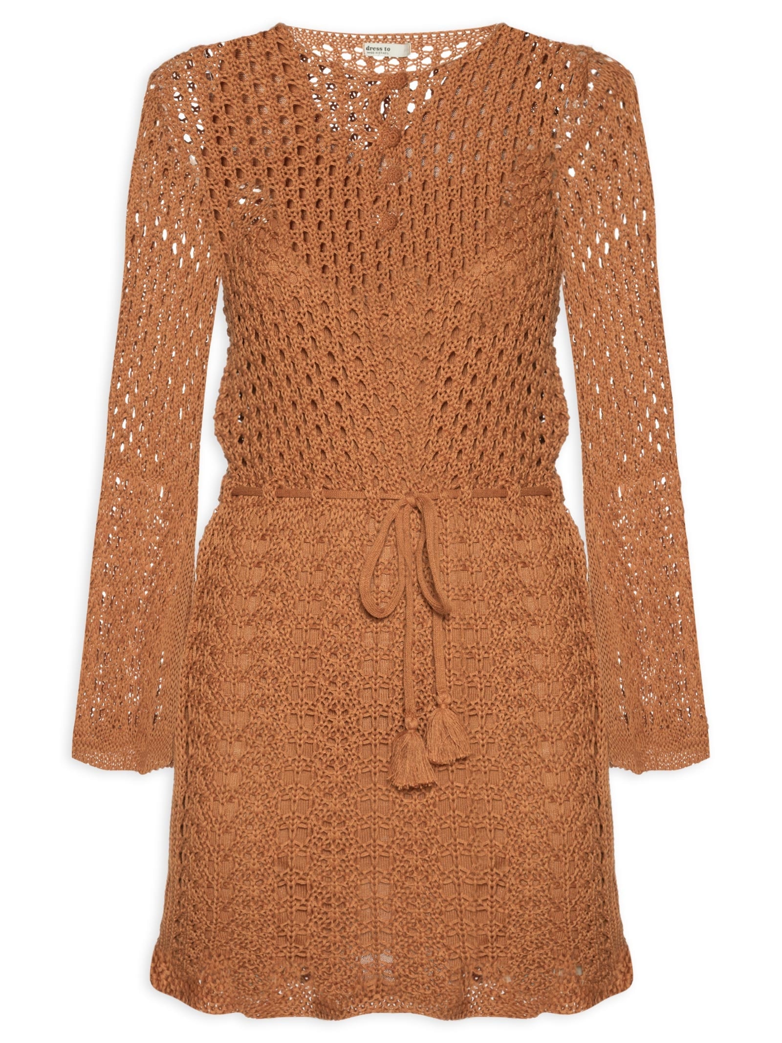 Vestido Tricot Vintage Botões Marrom   Dress To