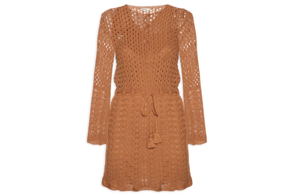 Vestido Tricot Vintage Botões - Marrom  