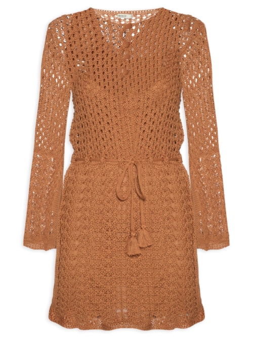 Vestido Tricot Vintage Botões – Marrom