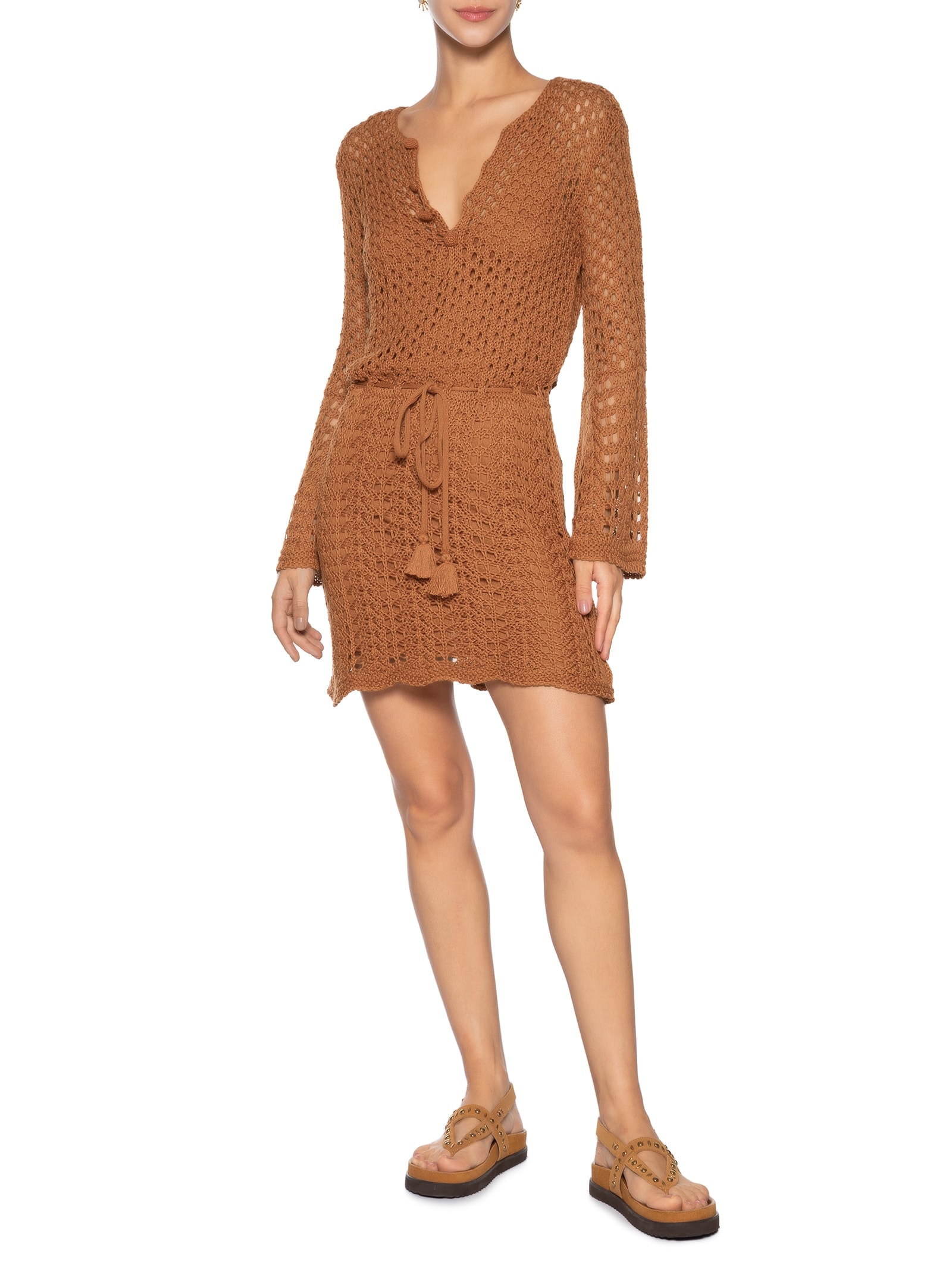 Vestido Tricot Vintage Botões Marrom   Dress To