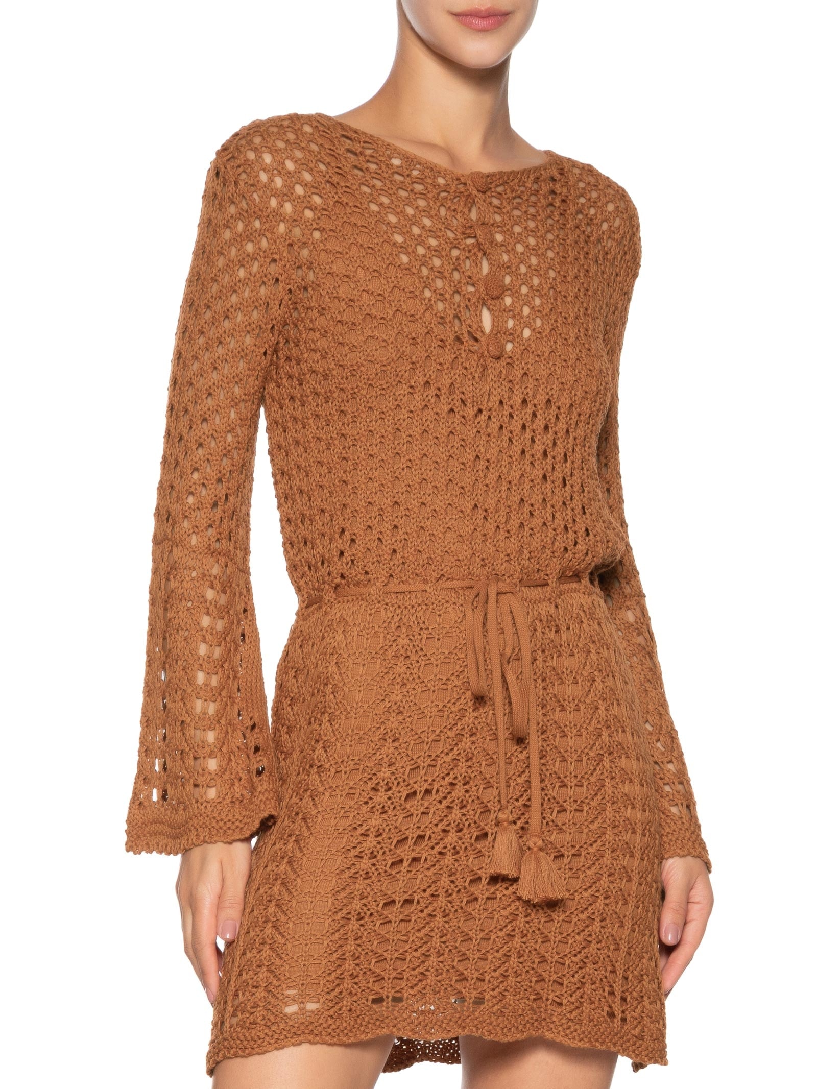 Vestido Tricot Vintage Botões Marrom   Dress To