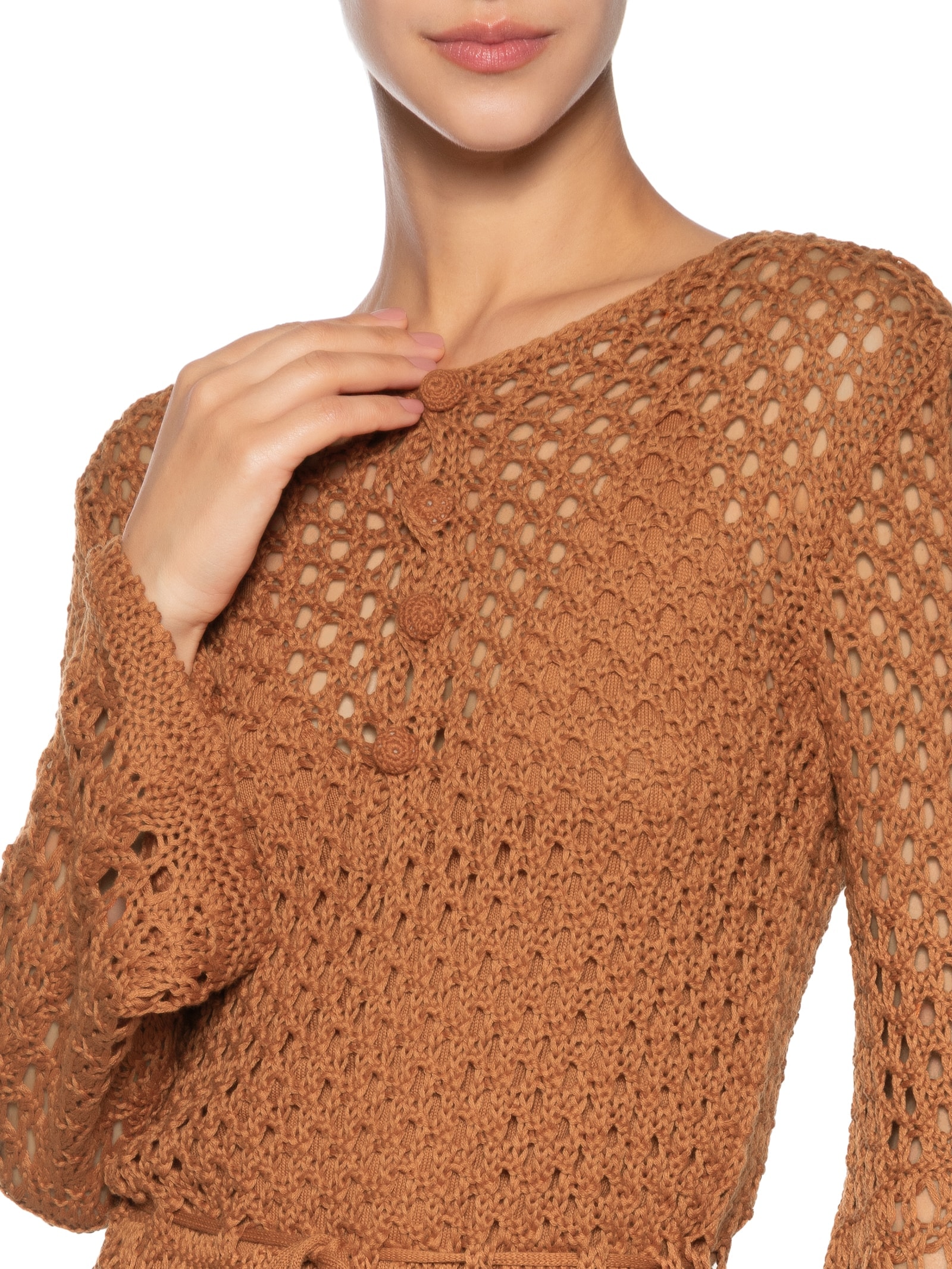 Vestido Tricot Vintage Botões Marrom   Dress To