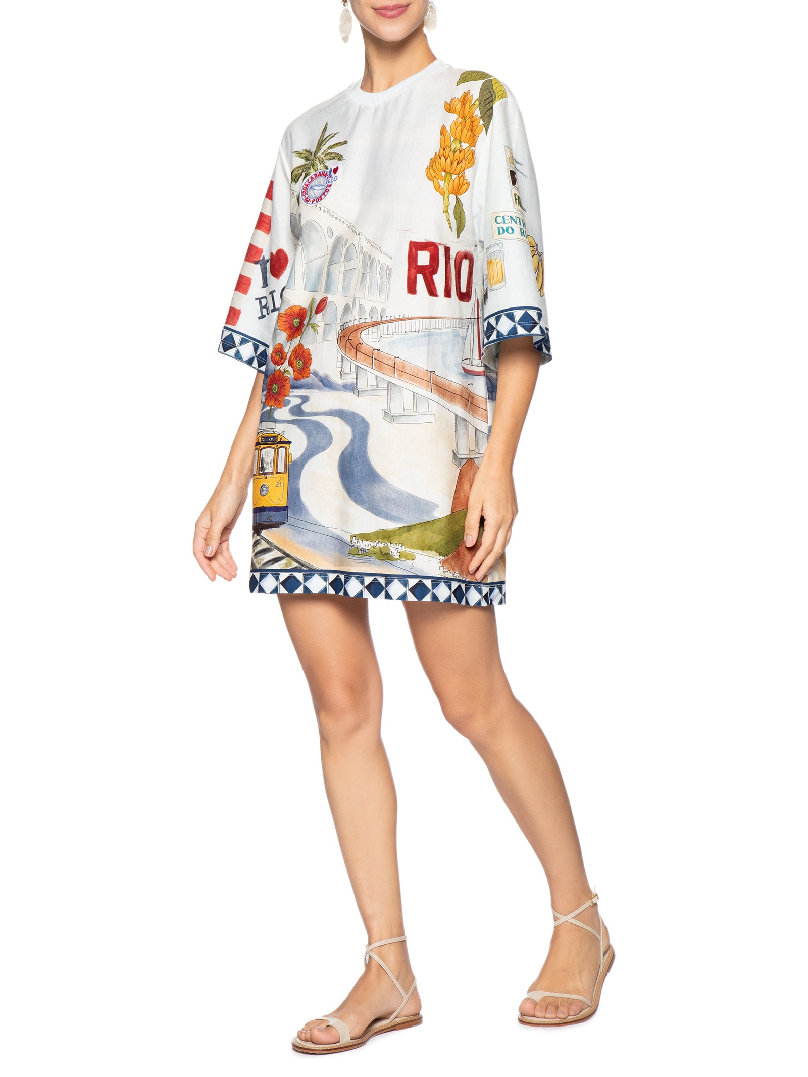 Vestido Tshirt Big Encanto Do Rio Off White Farm