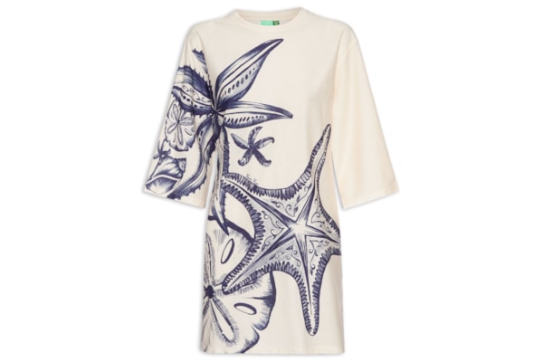 Vestido Tshirt Big Mar De Estrelas - Bege
