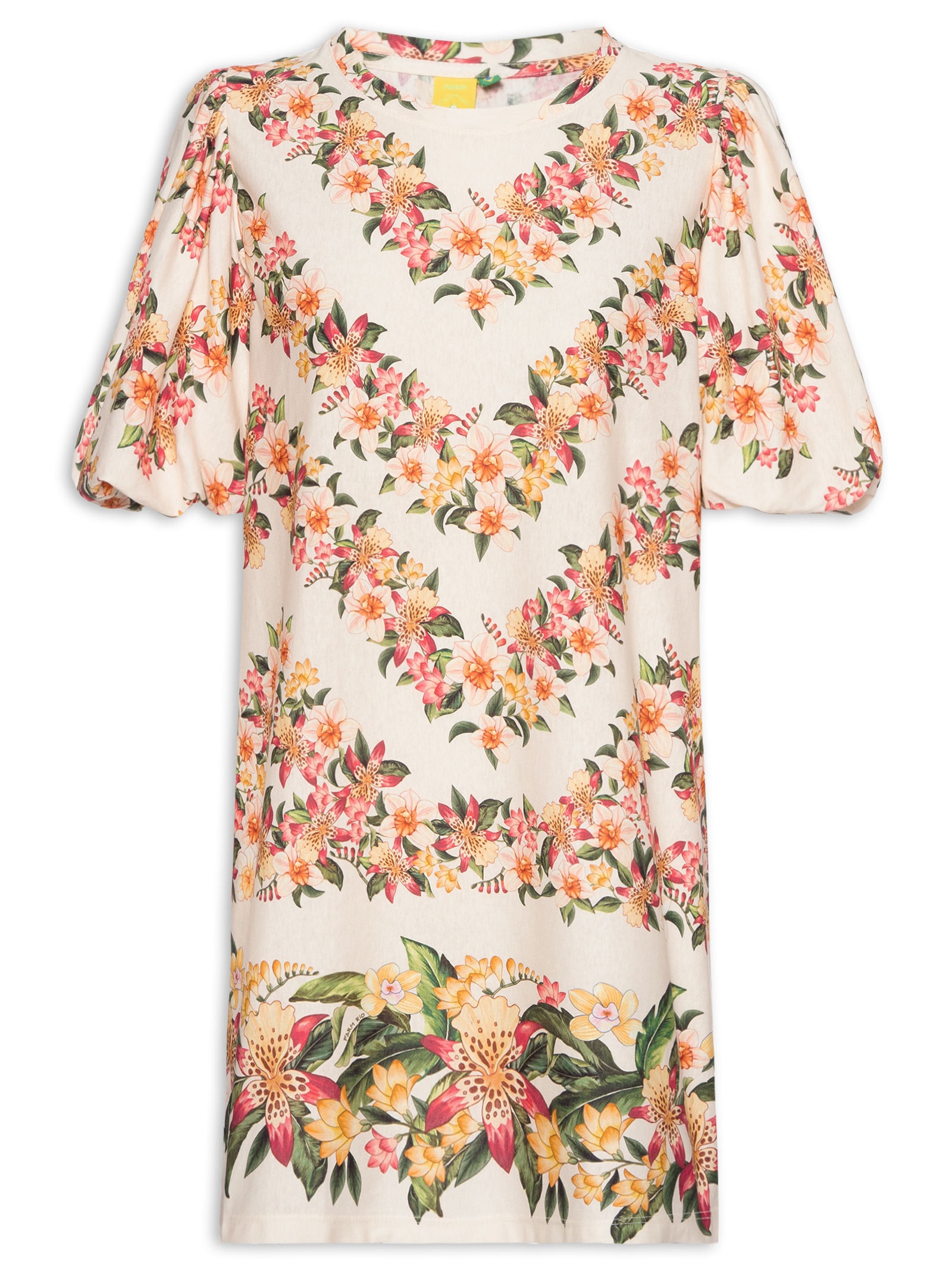 Vestido Tshirt Fofa Floral Mali Off White Farm