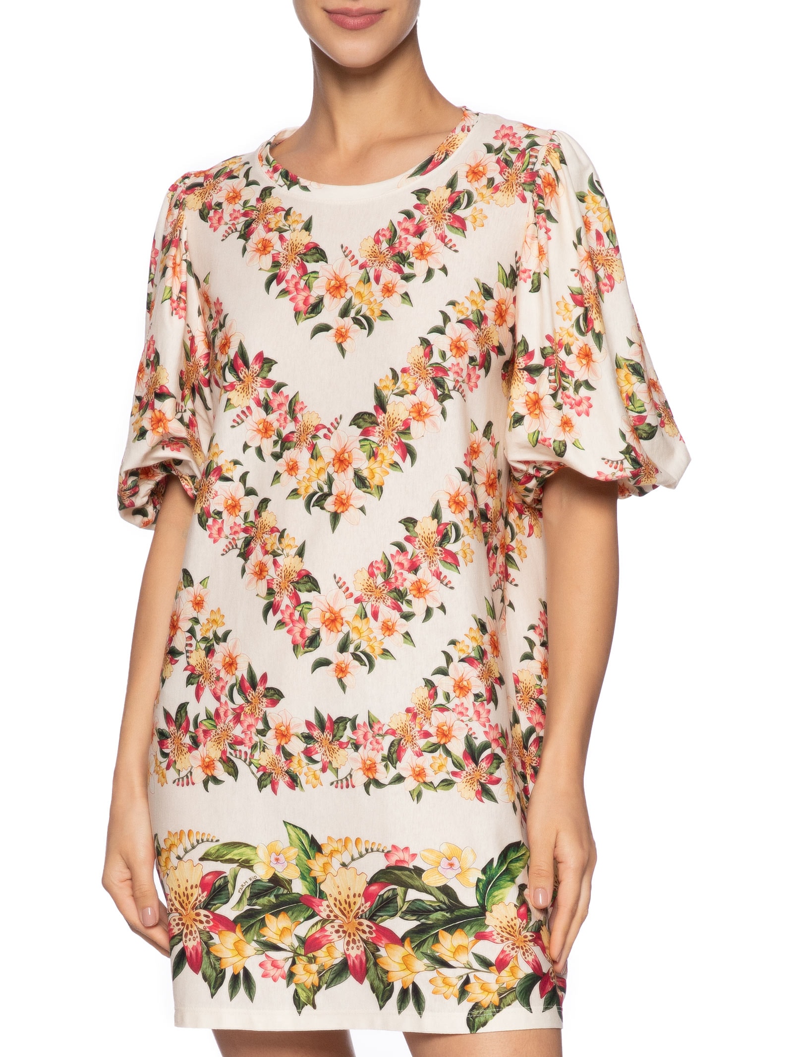 Vestido Tshirt Fofa Floral Mali Off White Farm