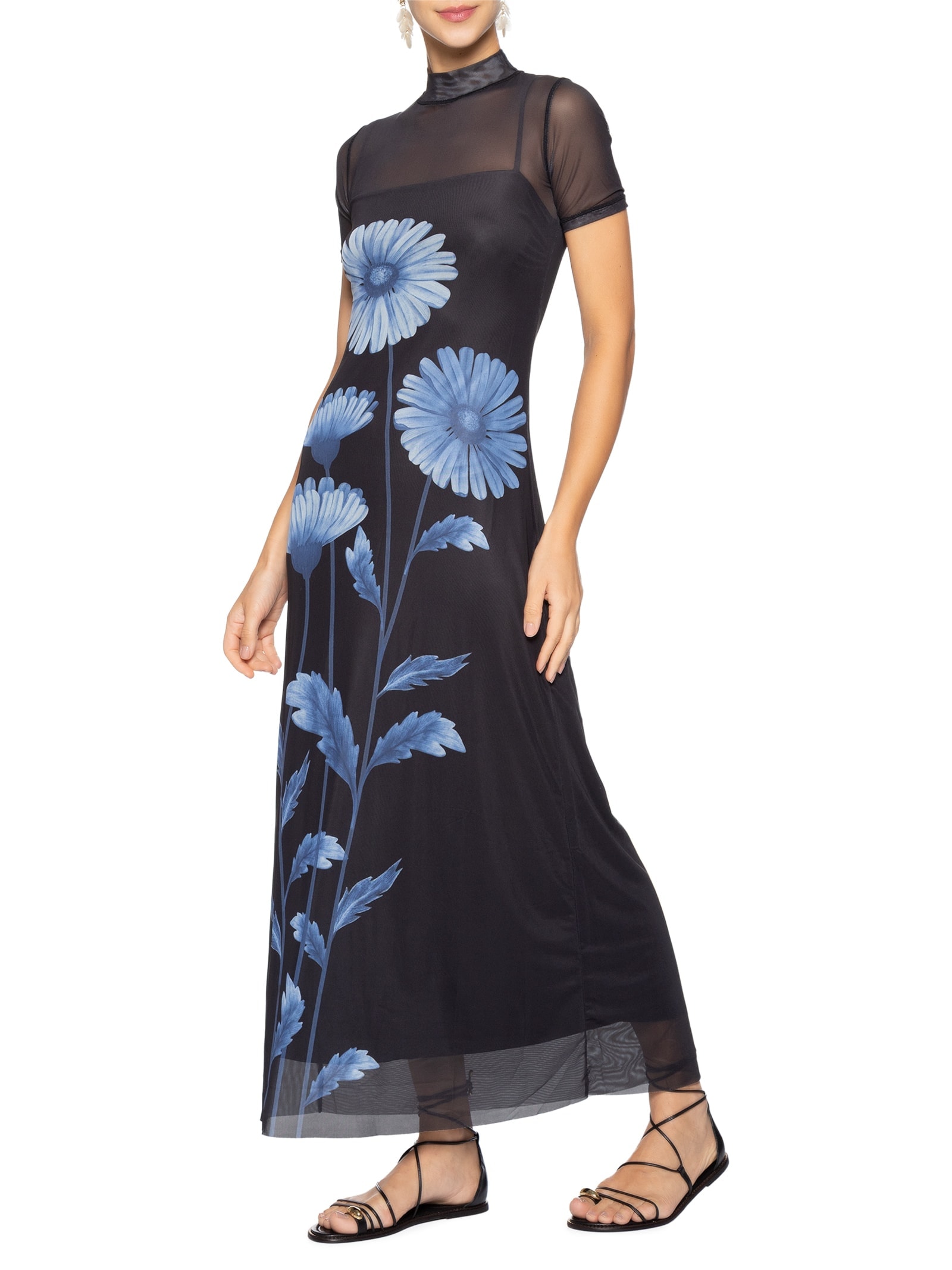 Vestido Tule Ciana Preto Farm