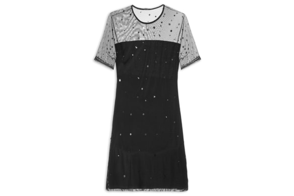 Vestido Tule Curto Brilhos - Preto