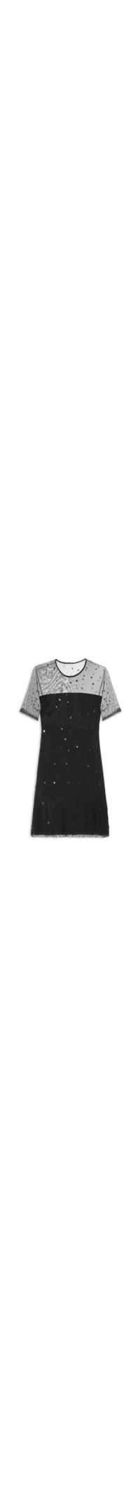 Vestido Tule Curto Brilhos - Preto