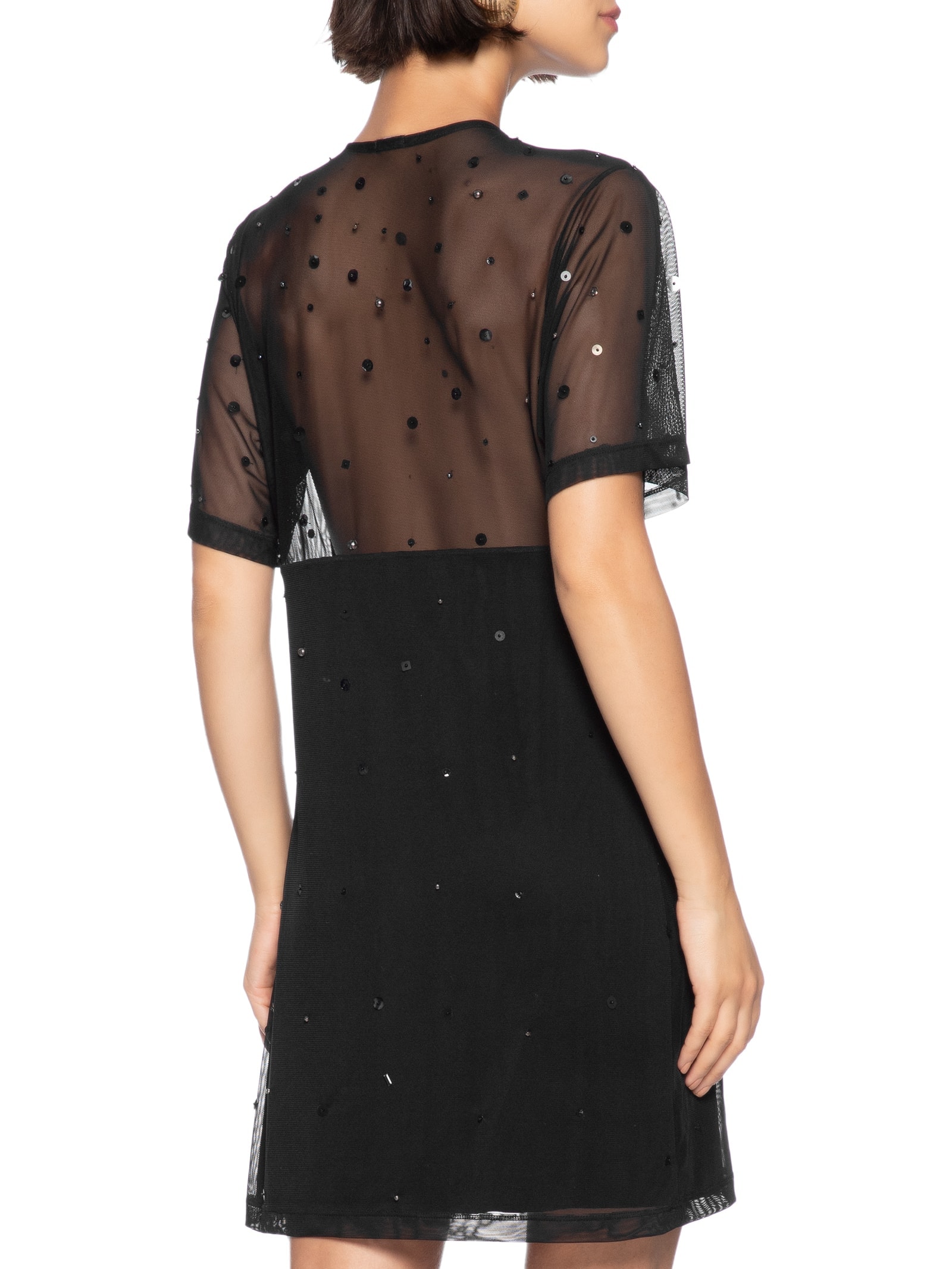 Vestido Tule Curto Brilhos Preto Cantão