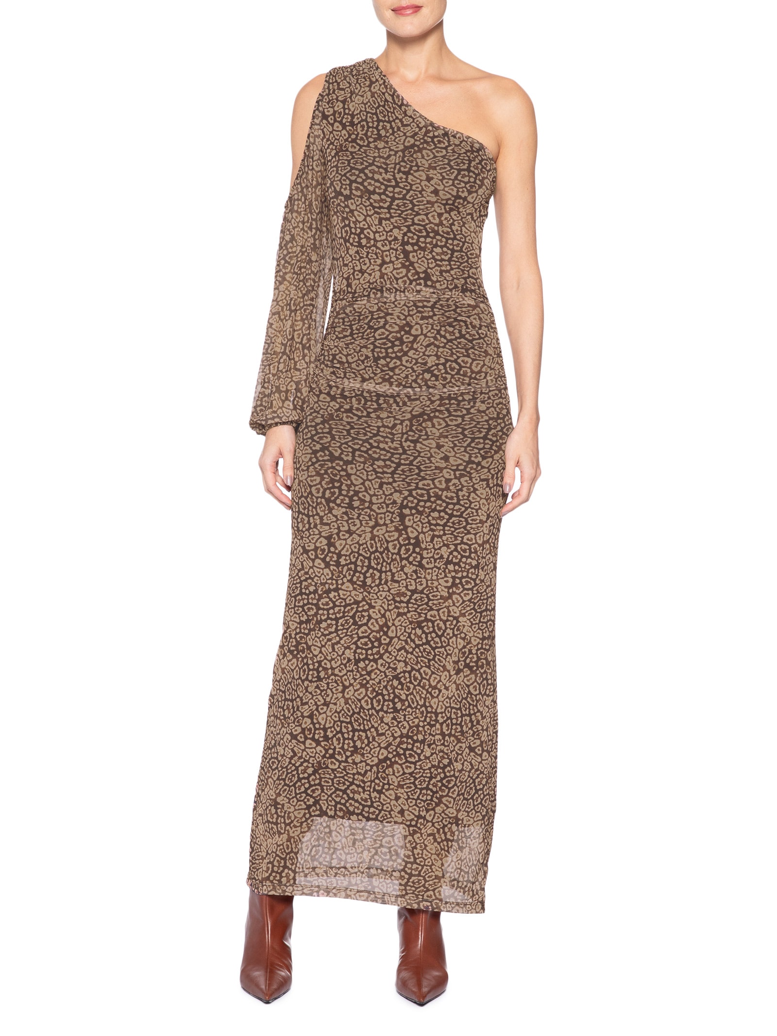 Vestido Tule Dalil Marrom Le Lis