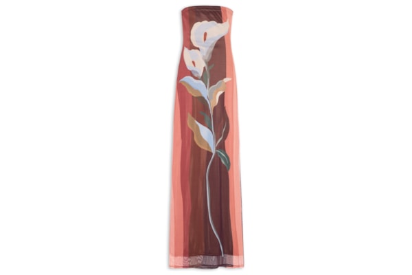 Vestido Tule Est Brisa Floral - Marrom