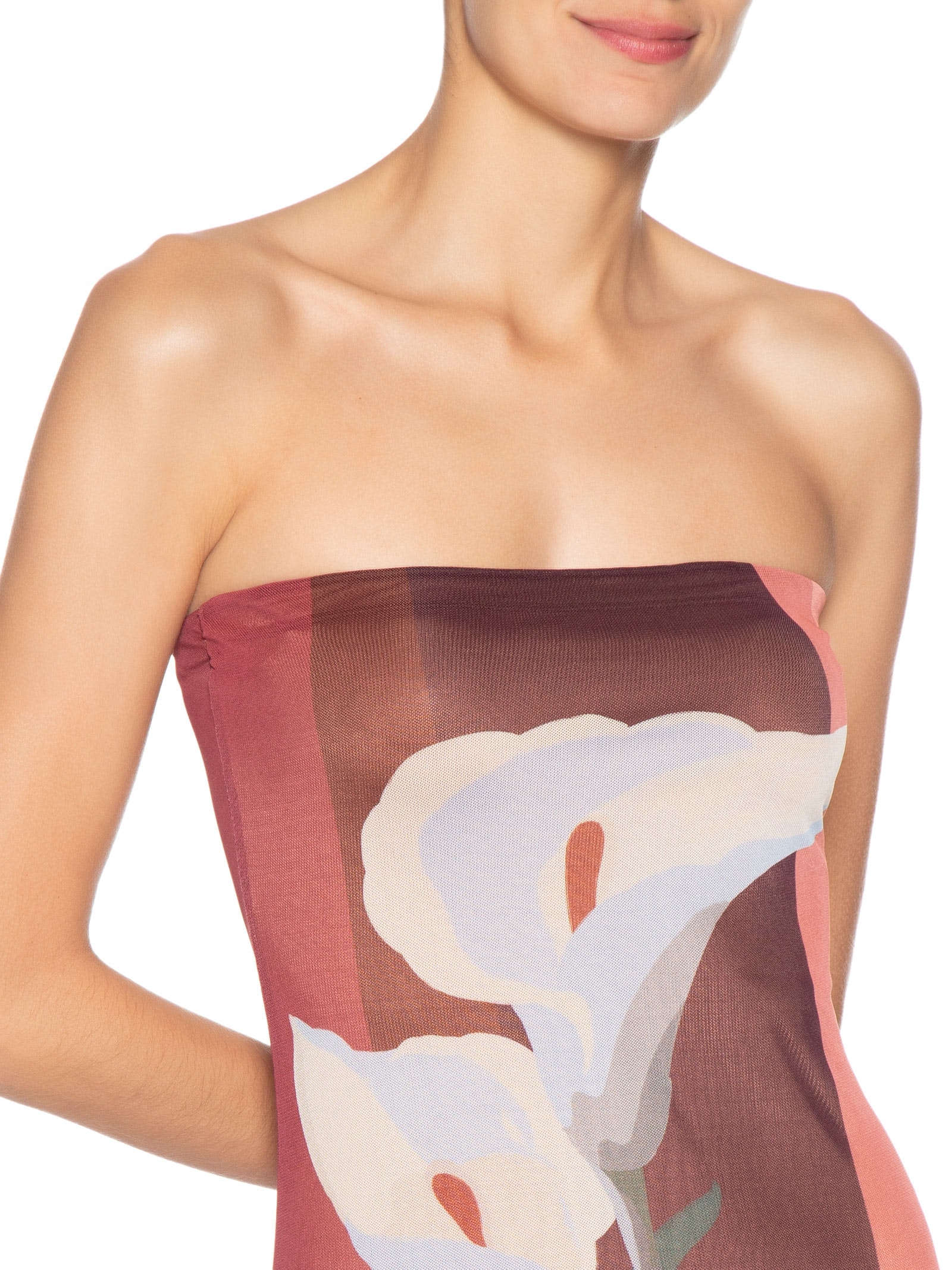 Vestido Tule Est Brisa Floral Marrom Dress To