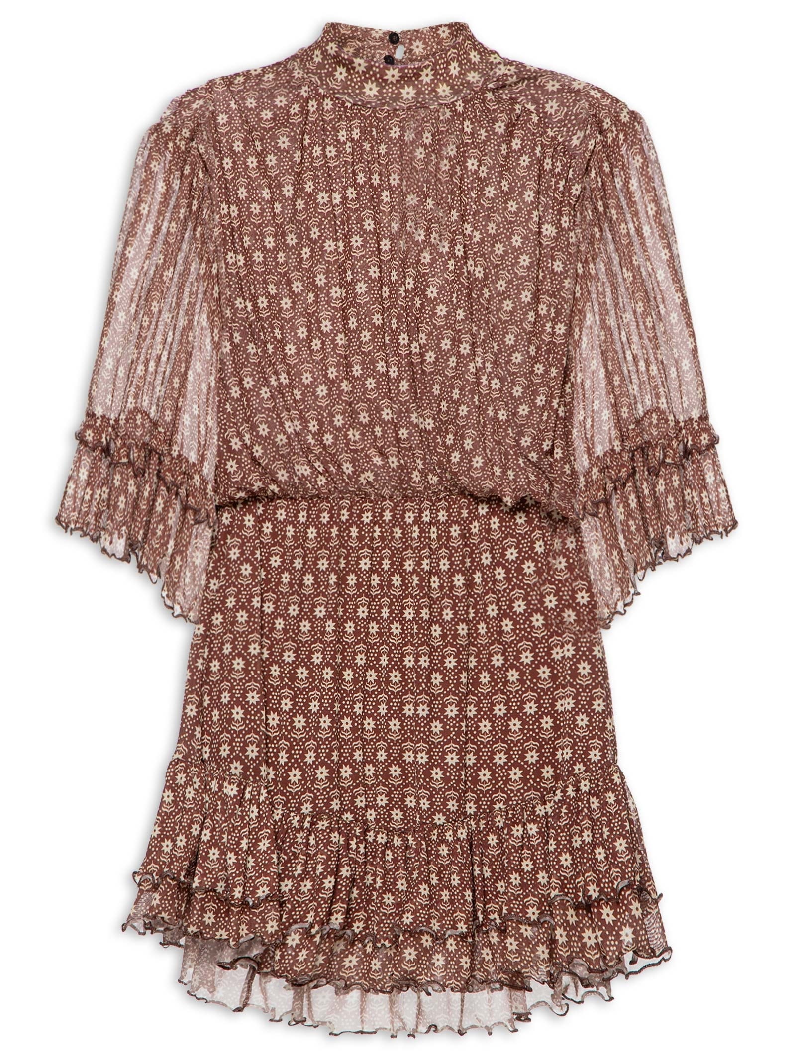 Vestido Tule Estampa Essência Marrom Dress To