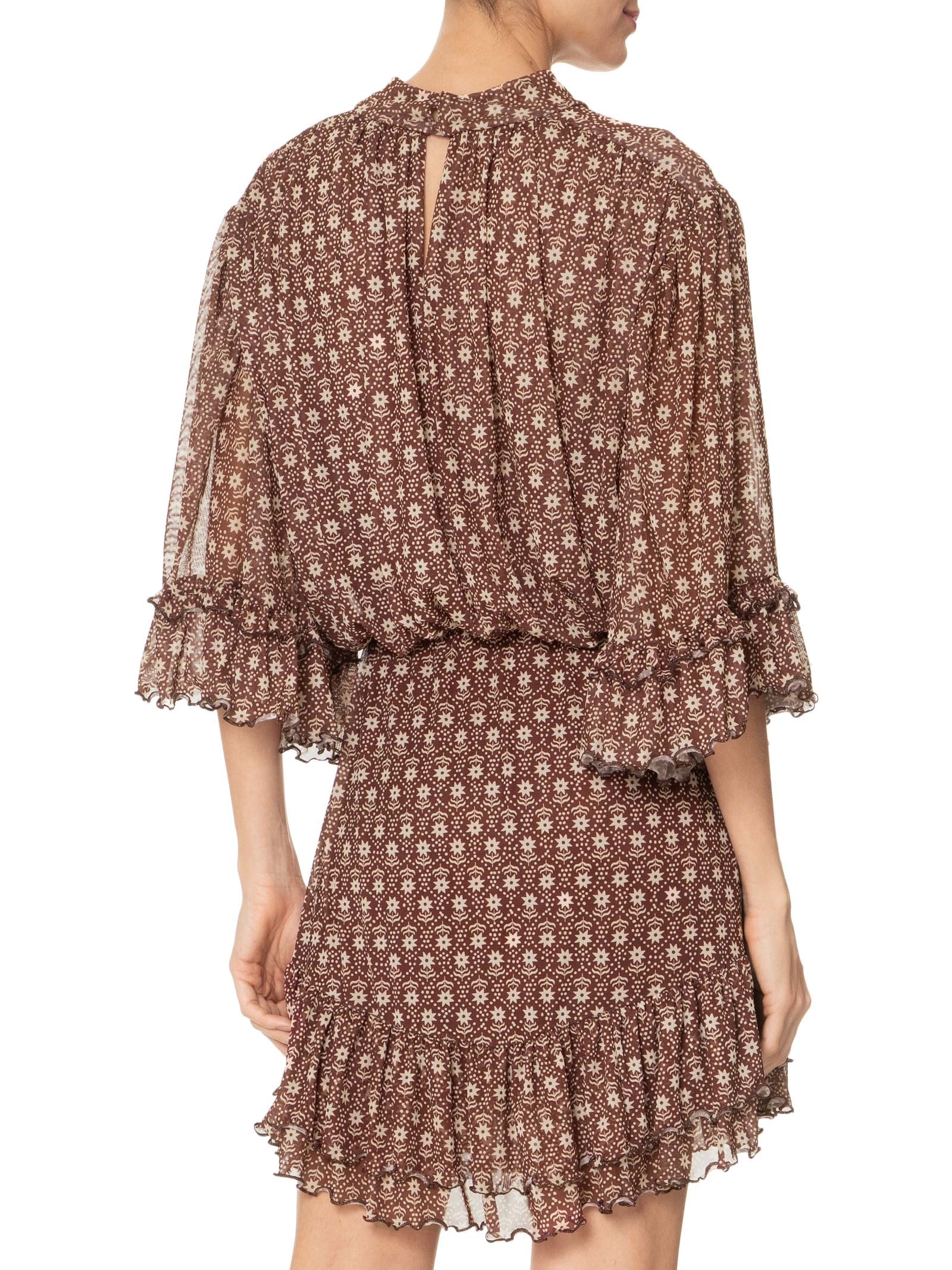 Vestido Tule Estampa Essência Marrom Dress To